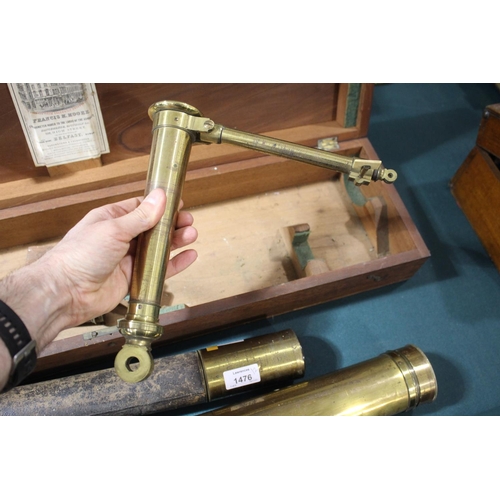 1476 - CASED 19THC TELESCOPE - R NEILL, BELFAST a large brass telescope with various attachments and lenses... 