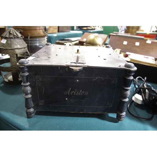 1484 - WIND UP MUSIC BOX - ARISTON a Ariston Ehrlich Organette disc player, with an ebonised wooden case an... 