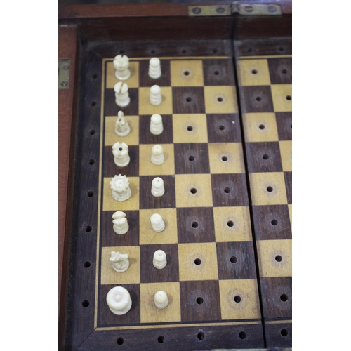 1494 - VINTAGE GAMES including a 19thc vintage alphabet game with bone letters in a small mahogany box, a b... 