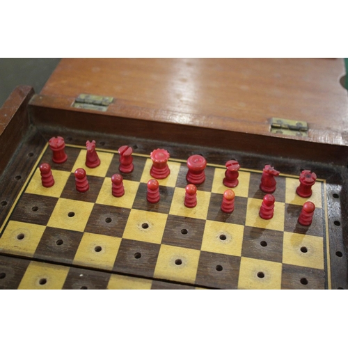 1494 - VINTAGE GAMES including a 19thc vintage alphabet game with bone letters in a small mahogany box, a b... 