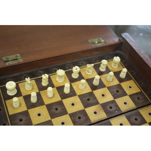 1494 - VINTAGE GAMES including a 19thc vintage alphabet game with bone letters in a small mahogany box, a b... 