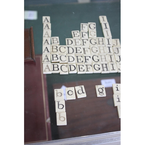 1494 - VINTAGE GAMES including a 19thc vintage alphabet game with bone letters in a small mahogany box, a b... 