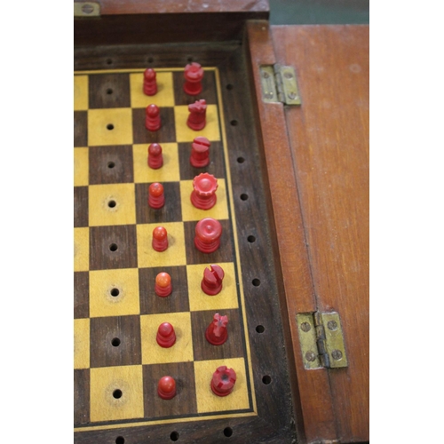 1494 - VINTAGE GAMES including a 19thc vintage alphabet game with bone letters in a small mahogany box, a b... 