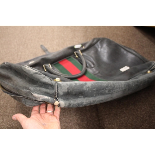 1613 - VINTAGE GUCCI LEATHER LUGGAGE purchased circa 1971, including a leather travelling bag with brass ca... 