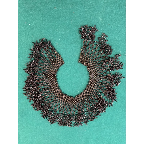 1605 - 19THC BEADWORK COLLAR a black beaded collar, also with a red and white bead collar, a sequin bead co... 