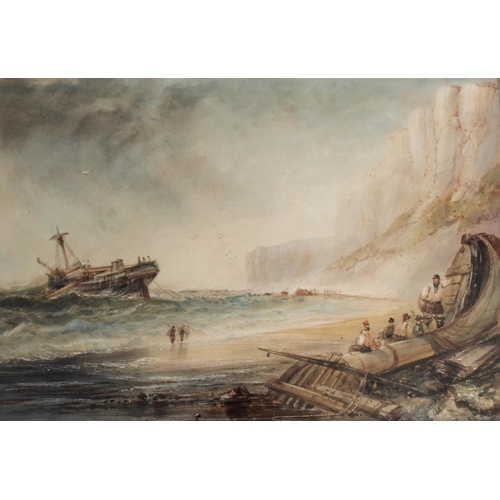 613 - HENRY BARLOW CARTER (1804-1868) FLAMBOROUGH CLIFFS Watercolour with scratching out 30 x 44.5cm. ++ S... 
