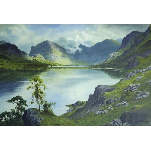 624 - EDWARD HORACE THOMPSON (1879-1949) BUTTERMERE WITH FLEETWITH PIKE Signed, watercolour 35 x 52cm. ++ ... 
