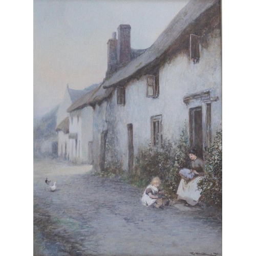 638 - JOHN WHITE (1851-1933) HONITON LACE MAKER, FOUNTAIN HEAD, BRANSCOMBE Signed, watercolour and bodycol... 