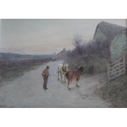 640 - JOHN WHITE (1851-1933) EVENING, CHURCH FARM, BRANSCOMBE Signed; also signed, inscribed and dated 192... 