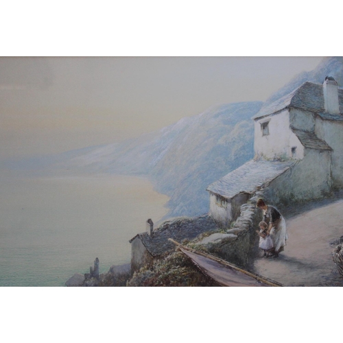 652 - JOHN WHITE (1851-1933) AWAITING DADDY'S RETURN Signed, watercolour and bodycolour 35.5 x 53cm. ++ Fa... 