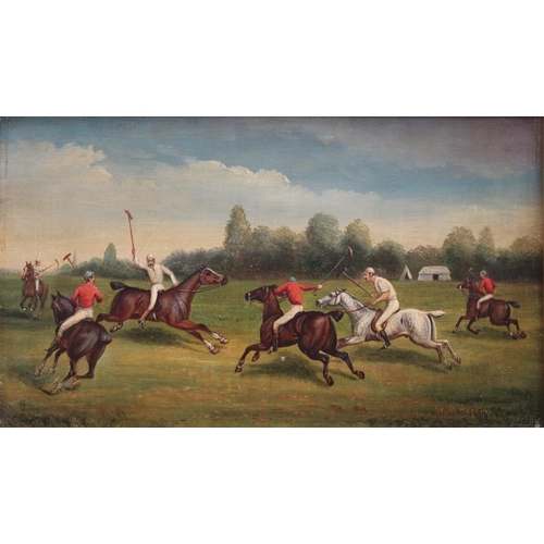 726 - WILLIAM H. HOPKINS (Fl.1853-1892) A POLO MATCH Signed, oil on canvas 14.5 x 24.5cm. Provenance: Bill... 
