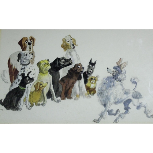 766 - JOHN THOMAS YOUNG GILROY (1898-1985) THE VILLAGE BEAUTY Signed, watercolour and pencil 26.5 x 43cm.... 