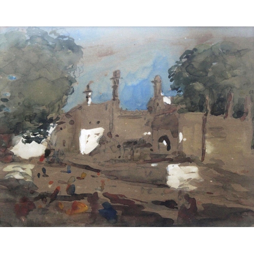 618 - HERCULES BRABAZON BRABAZON (1821-1906) FIGURES IN A TOWN SQUARE Signed with initials, watercolour an... 