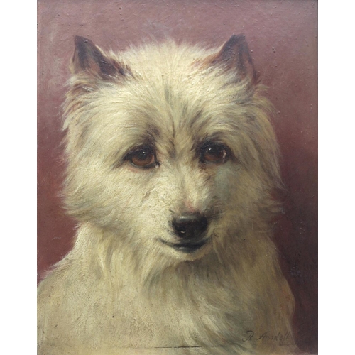 729 - RICHARD ANSDELL, RA (1815-1885) HEAD OF A WEST HIGHLAND WHITE TERRIER Signed, oil on panel, slip fra... 