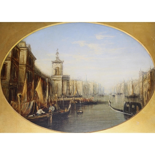 736 - FRANCIS MOLTINO (1818-1874) VENETIAN CAPRICCI A pair, apparently unsigned, oil on board, mounted ova... 