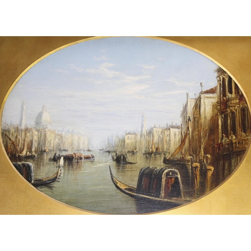 736 - FRANCIS MOLTINO (1818-1874) VENETIAN CAPRICCI A pair, apparently unsigned, oil on board, mounted ova... 