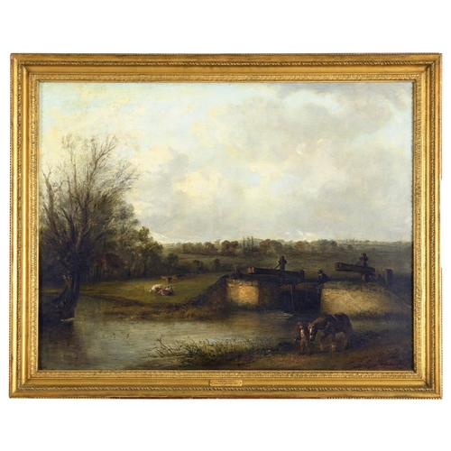 739 - EDWARD ROBERT SMYTHE (1810-1899) BOWDEN LOCK Signed, oil on canvas 69.5 x 89.5cm * A smaller variant... 