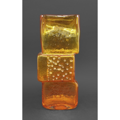 879 - LARGE WHITEFRIARS 'DRUNKEN BRICKLAYER' VASE in the tangerine colourway and designed by Geoffrey Baxt... 