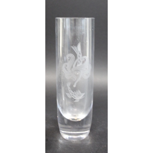 886 - LALIQUE GLASS BIRD a small frosted glass bird by Lalique (10cms long), also with a large cylindrical... 