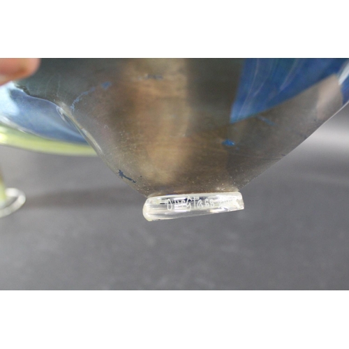 887 - CONTEMPORARY SIGNED GLASS VASE & BOWL - OURGLASS OF COCKINGTON a large blue glass vase with gold col... 