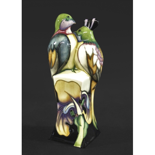 889 - RARE MOORCROFT BIRD SCULPTURE an unusual bird sculpture Fleur de luce, designed by Emma Bossons. Mar... 