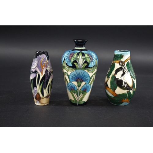 896 - MOORCROFT VASES - WILLIAM MORRIS including a small vase in the Coal Tits design, produced for the Mo... 