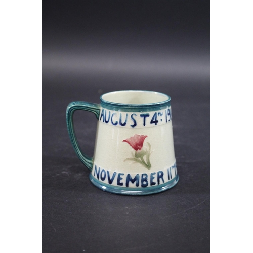 897 - MOORCROFT WWI TANKARD - LADY LIBERTY an interesting tankard to commemorate the end of WWI, inscribed... 