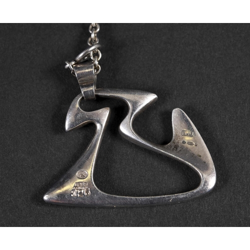 907 - GEORG JENSEN SILVER PENDANT Model No 125, of abstract form and designed by Henning Koppel for Jensen... 