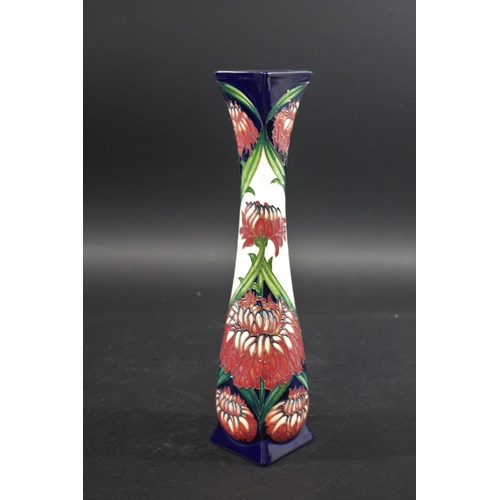 928 - MOORCROFT LIMITED EDITION VASE - FLORIAN TWIST a large slender vase painted with flowers on a white ... 