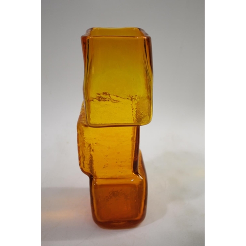 879 - LARGE WHITEFRIARS 'DRUNKEN BRICKLAYER' VASE in the tangerine colourway and designed by Geoffrey Baxt... 