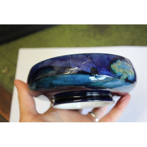898 - EARLY MOORCROFT BOWL - MOONLIT BLUE a circular bowl painted with trees to the interior and exterior ... 