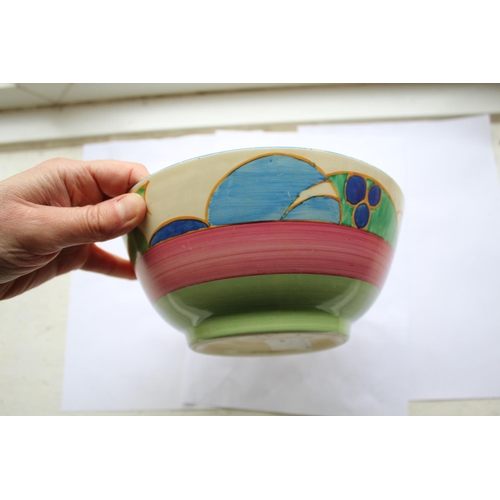 904 - CLARICE CLIFF BIZARRE BOWL a bowl in the Melon design, with a blue painted rim and inside rim. Marke... 