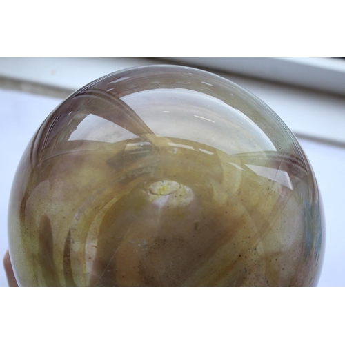 911 - MDINA GLASS VASE - MICHAEL HARRIS with a shallow circular neck and globular body, with a green and b... 