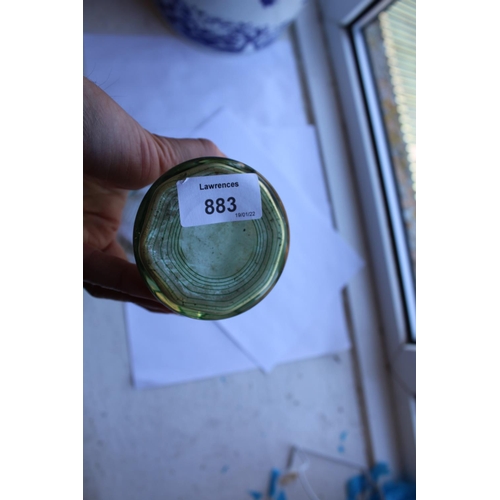 883 - WHITEFRIARS GLASS VASE a circa 1930's 'threaded' designed vase, the green tinted vase with wavy effe... 
