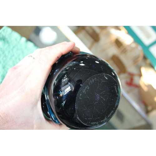 914 - LARGE MDINA GLASS VASE - MICHAEL HARRIS, 1969 an unusual cylindrical purple glass vase, with applied... 