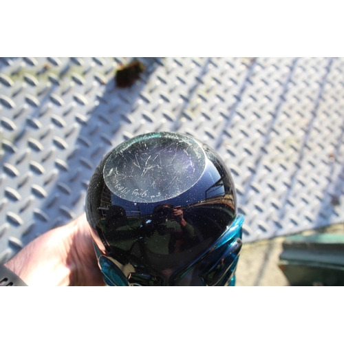 914 - LARGE MDINA GLASS VASE - MICHAEL HARRIS, 1969 an unusual cylindrical purple glass vase, with applied... 