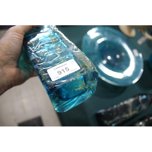 915 - MDINA GLASS BOTTLE VASES three large bottle shaped vases, each with slender necks and square shaped ... 