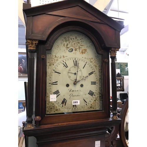 285 - Inlaid Mahogany 8-Day Longcase Clock Painted Dial - Brown of Gloucester