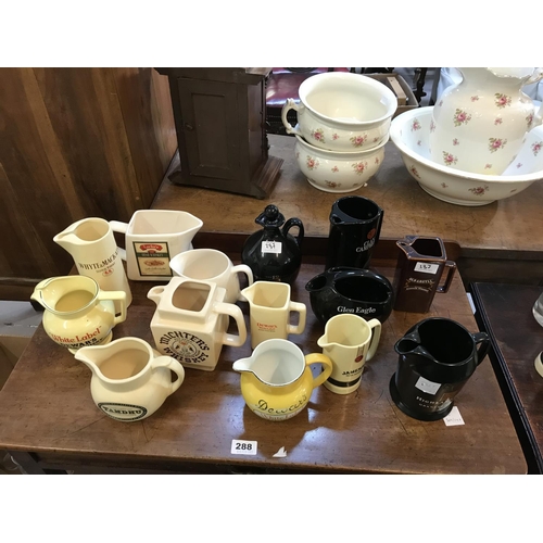 287 - Various Whisky Jugs including Jameson, Grants and Others