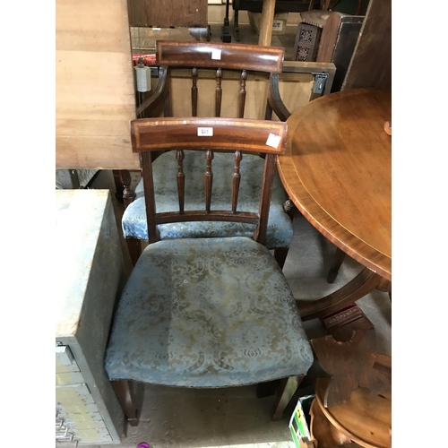 325 - D End Table with One Leaf Extension with Five Inlaid Mahogany Chairs