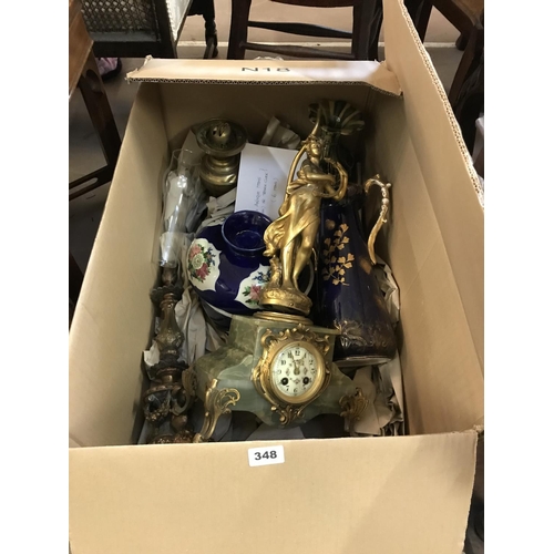 348 - Mixed Lot of Antique Items including a French Clock (6)