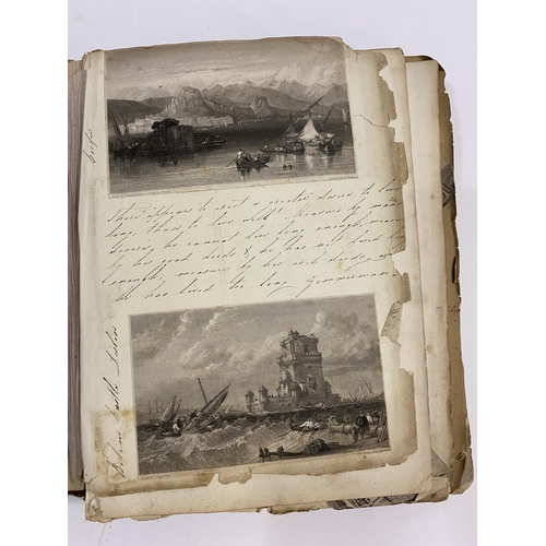 108 - Scrap Album. An early nineteenth century album of scraps and cuttings, c. 1830, mostly portraits, bu... 