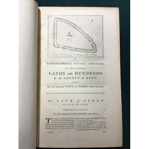 49 - Hasted, Edward. The History and Topographical Survey of the County of Kent, 4 volumes, first edition... 