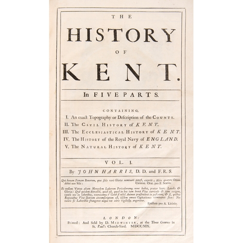 47 - Harris, John. The History of Kent. In Five Parts, volume one [all published], first edition, engrave... 