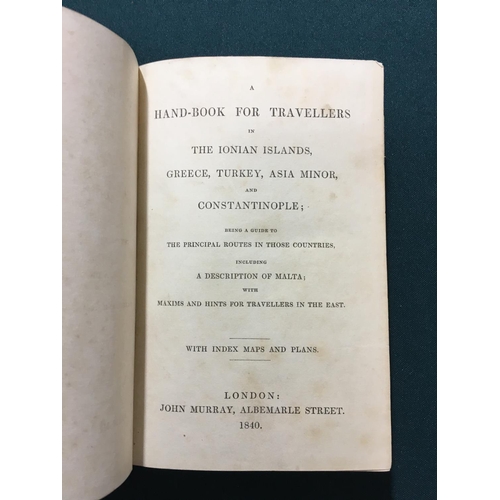 88 - Murray, John, publisher. A Hand-Book for Travellers in the Ionian Islands, Greece, Turkey, Asia Mino... 