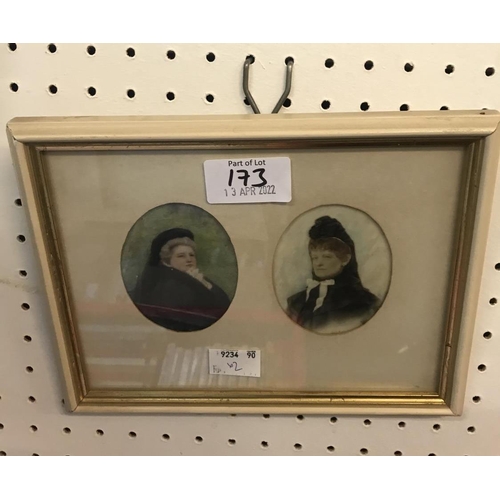 173 - Maude Goodman Photo Print in a Decorative Gilt Frame; and Frame of Two Miniatures (These A/F)