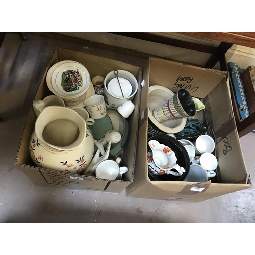 199 - Two Boxes of Assorted China to include Harvest Dinnerware, Denby etc