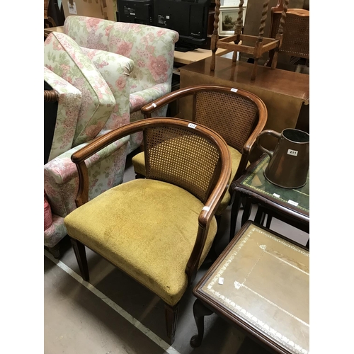 213 - Pair of Mid Century Cane Back Tub Chairs