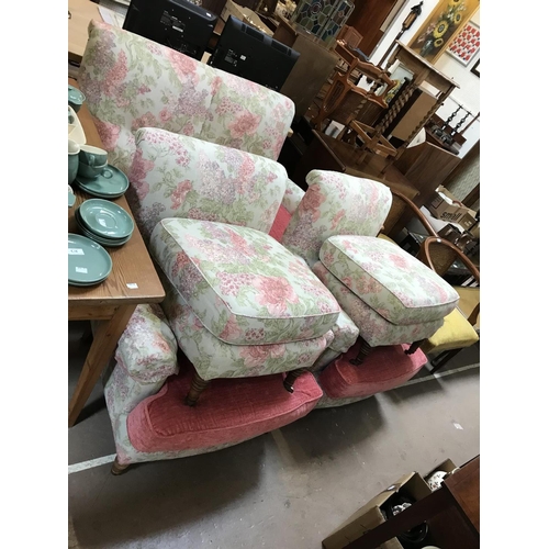 214 - Three Piece Upholstered Suite, Floral Upholstery