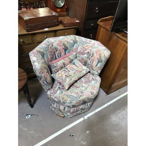 219 - 1930's Nursing Chair Upholstered with Medieval Scenes H63cm